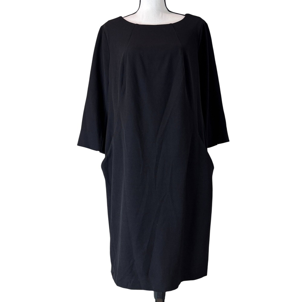 M.M. Lafleur Black Sheath Midi 3/4 Sleeve Dress Alexandra Dress‎ 1X Unworn LBD